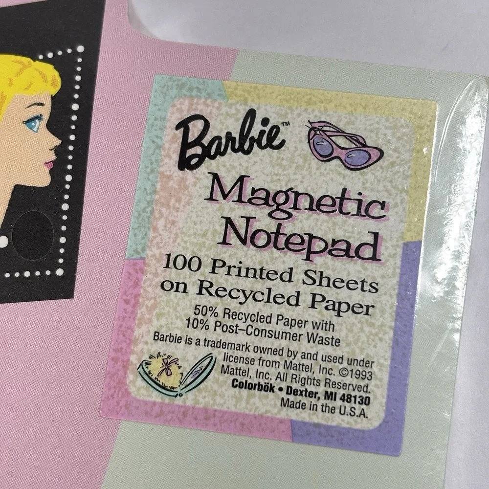 Vintage 1993 Barbie Magnetic Notepad Matell NEW 100 Pages